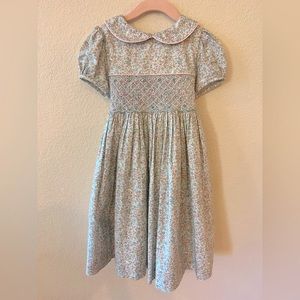 Luli & Me smocked floral dress with hand embroidered floral details. Size 6.